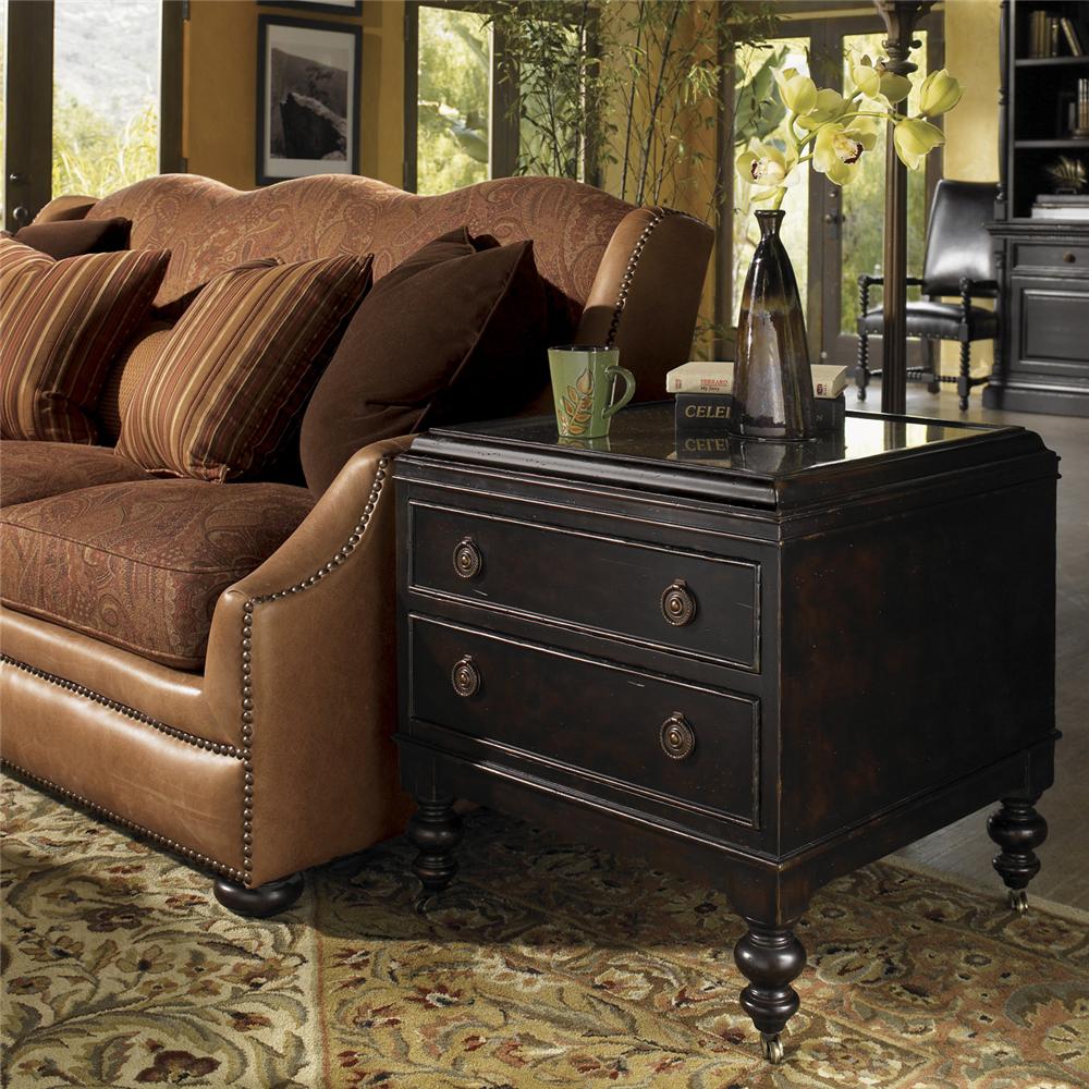 Tommy Bahama Home Kingstown 619942 Nelson End Table with Glass Top